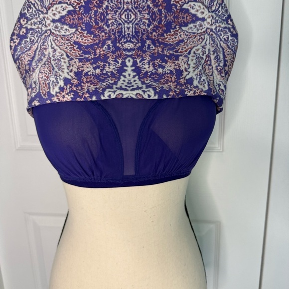 Athleta Purple multi color Tiered Bra Top Halter Sundress. Size M - Picture 7 of 9